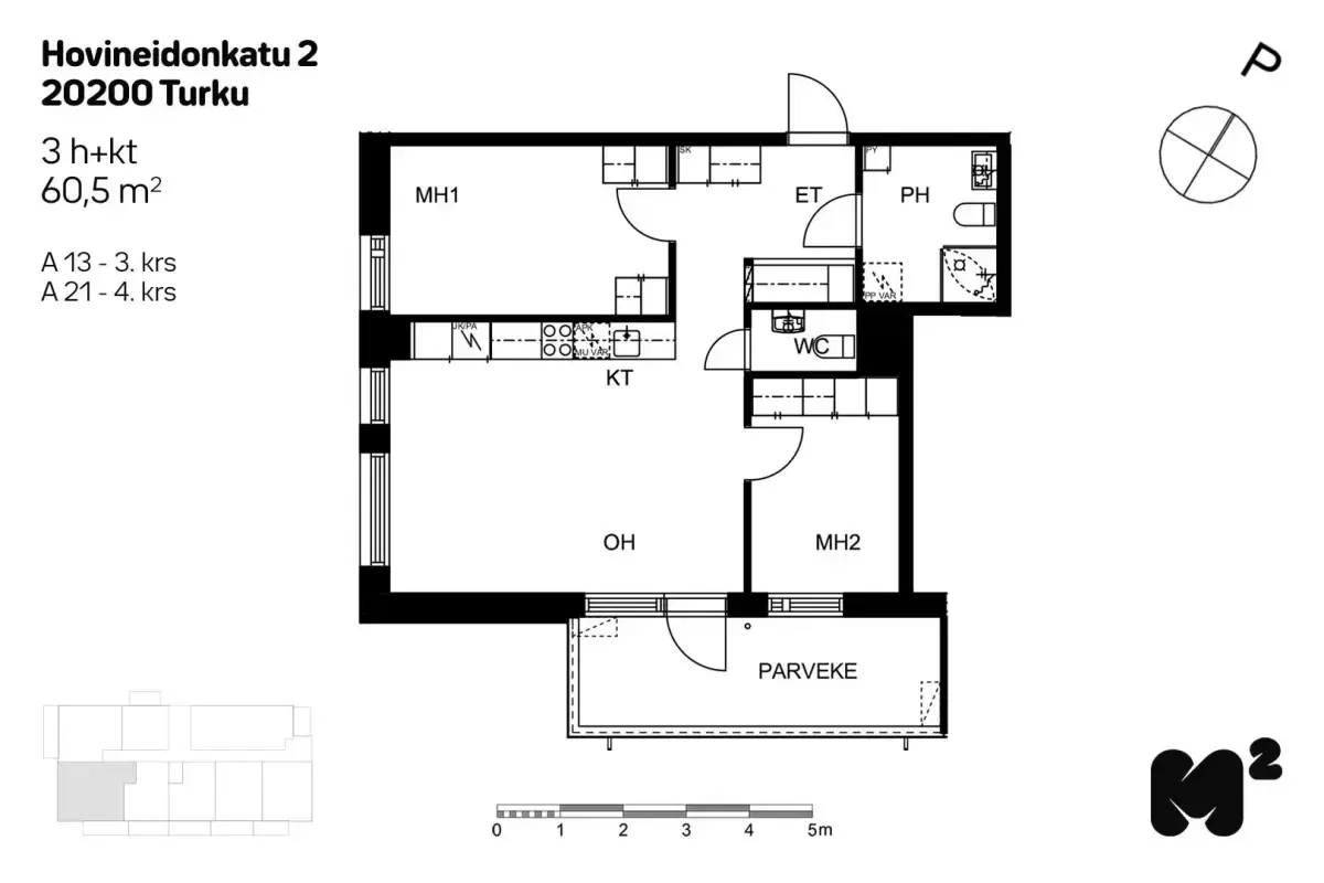 3h+kt 60,5 m², hovineidonkatu 2 turku 1