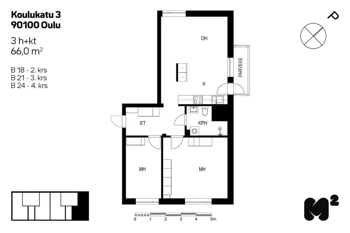 3h+kt 66,0 m², heikinkatu 27, 31 / koulukatu 3 oulu 1