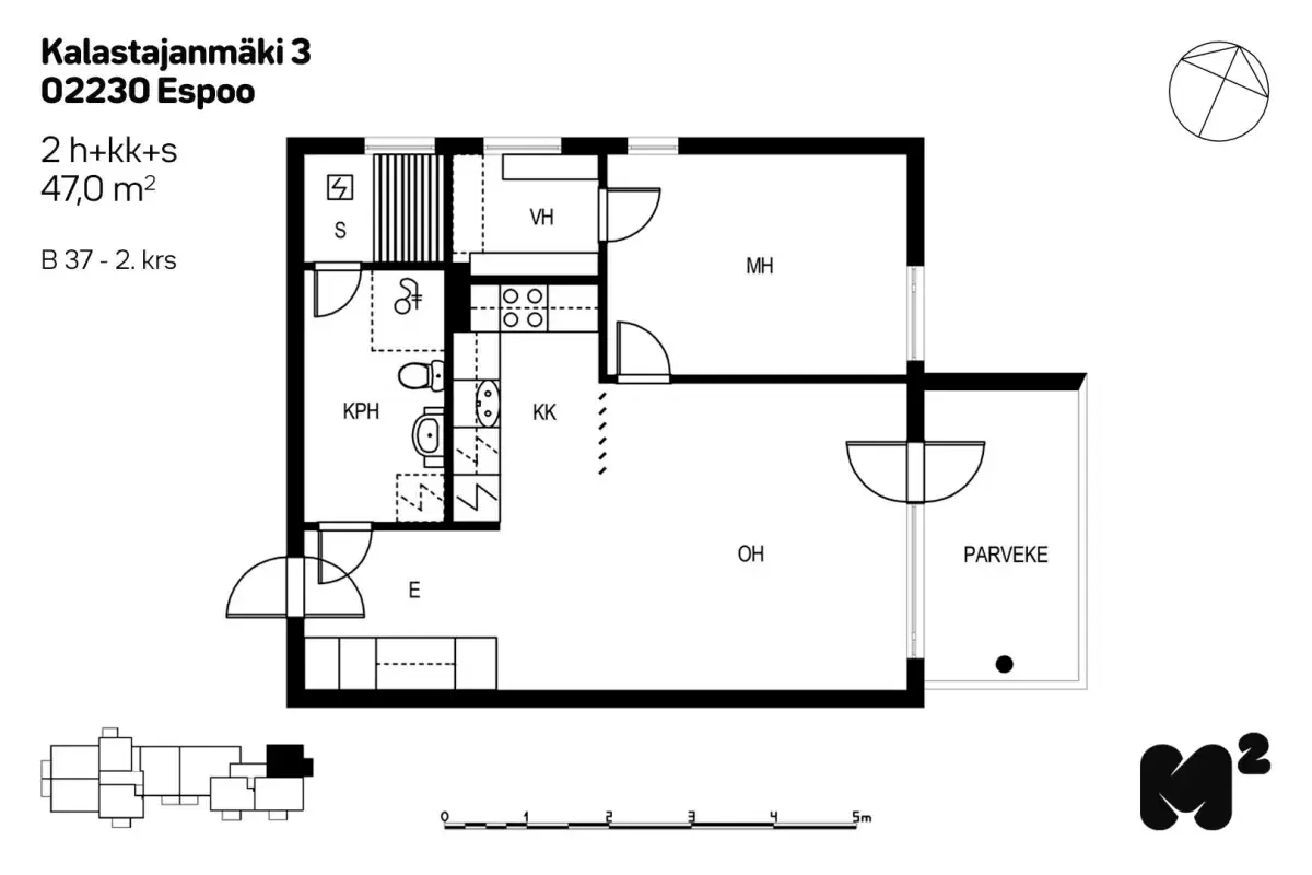 2h+kk+s 47,0 m², kalastajanmäki 3 espoo