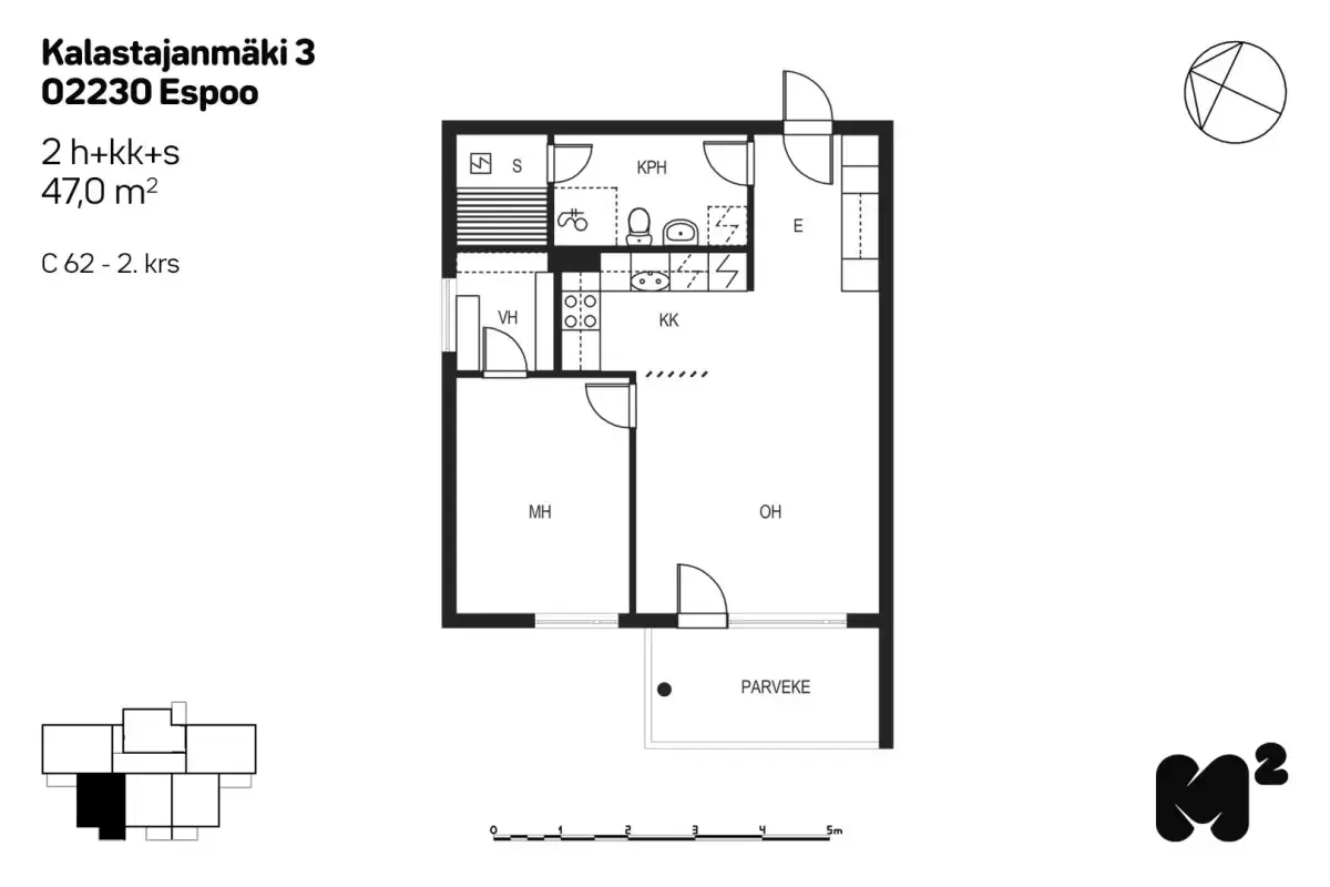 2h+kk+s 47,0 m², kalastajanmäki 3 espoo
