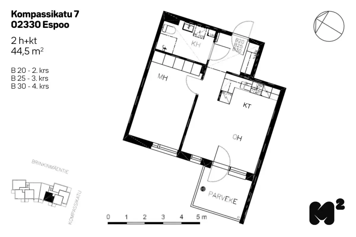 2h+kt 44,5 m², kompassikatu 7 espoo