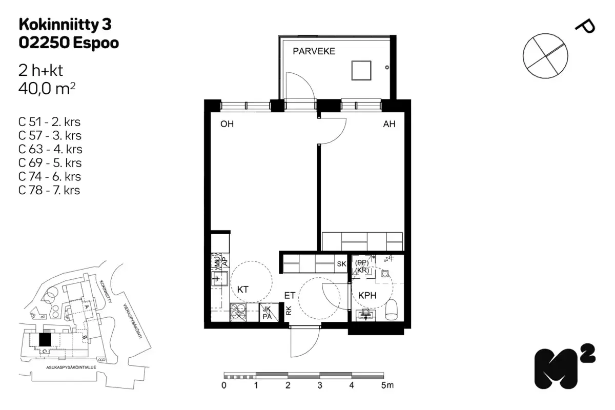 2h+kt 40,0 m², kokinniitty 3 espoo