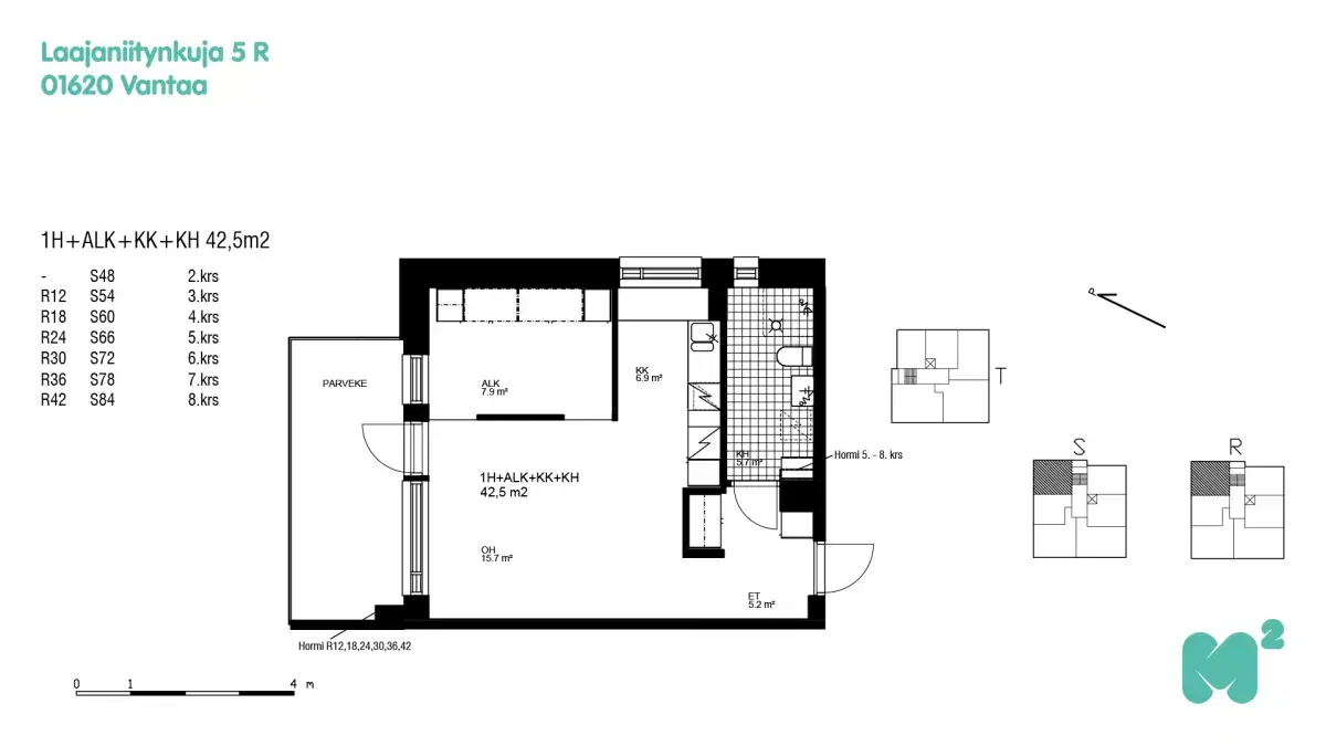 1h+kk 42,5 m², laajaniitynkuja 5 vantaa