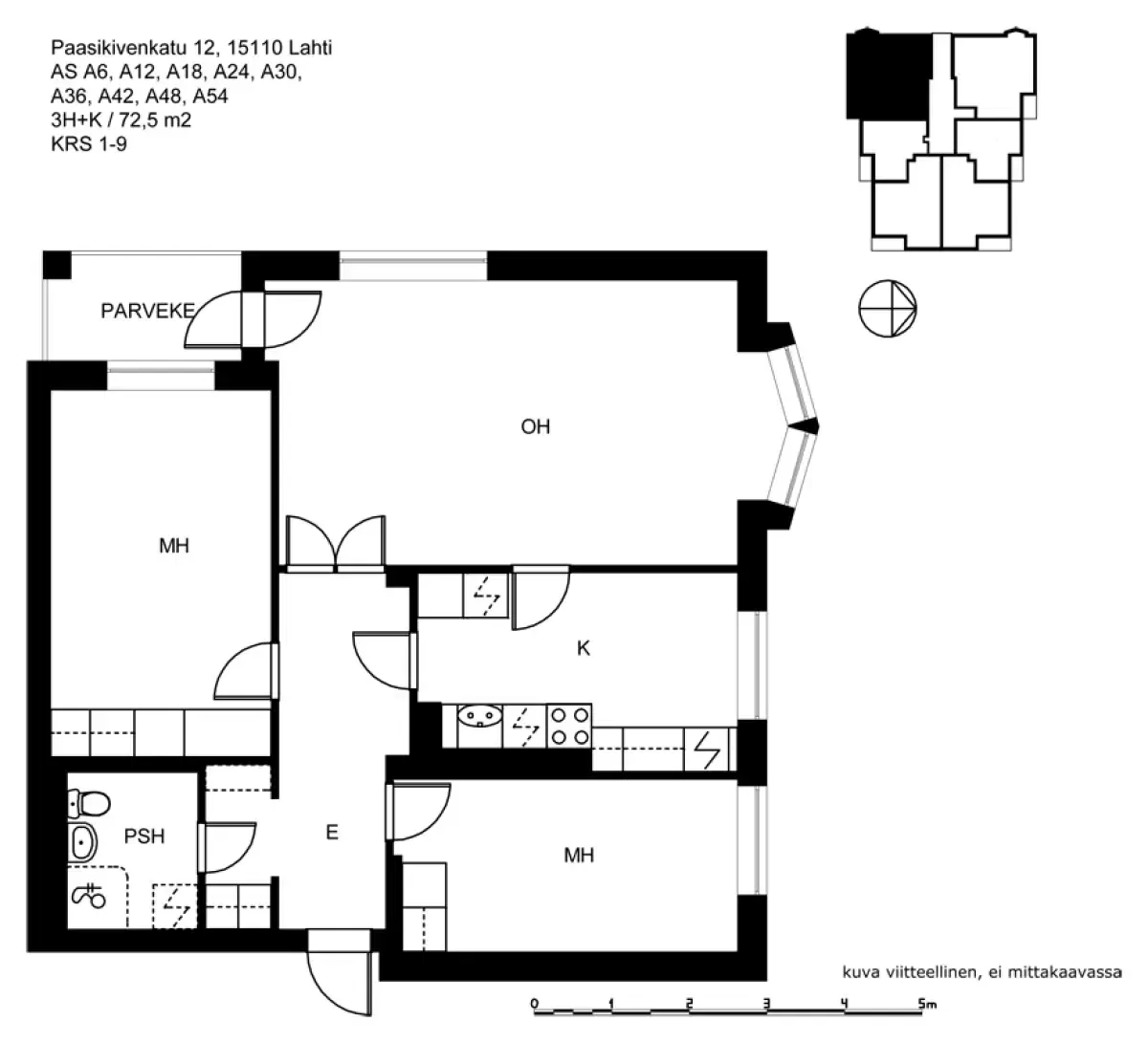 3h+k 72,5 m², paasikivenkatu 6, 8, 10, 12, 14, 16, 20 lahti