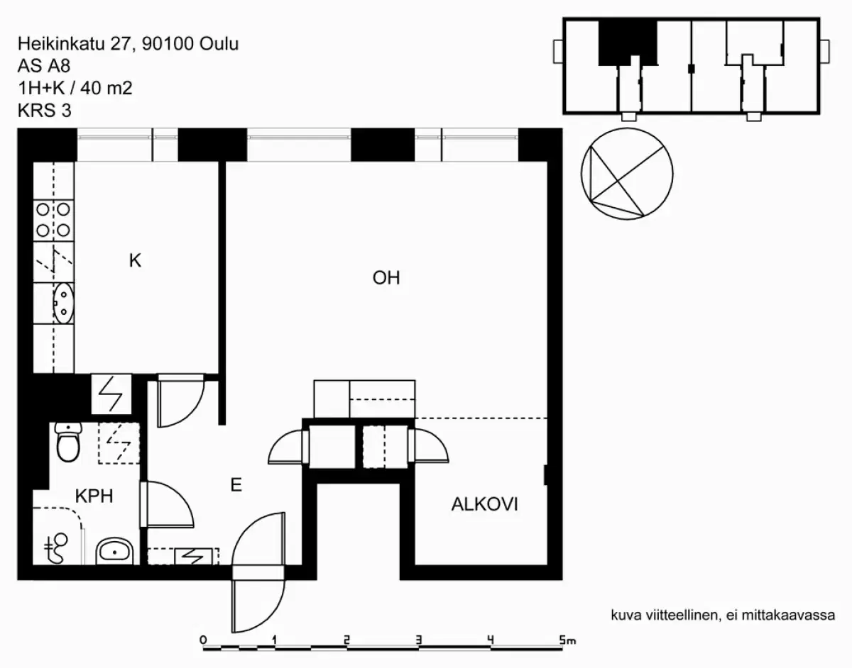 1h+k 40,0 m², heikinkatu 27, 31 / koulukatu 3 oulu 1