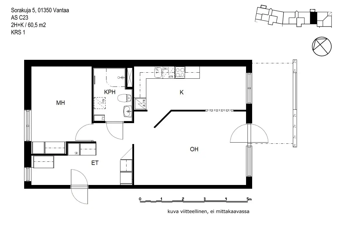 2h+k 60,5 m², sorakuja 5 vantaa