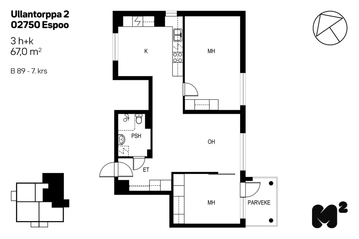 3h+k 67,0 m², ullantorppa 2 espoo