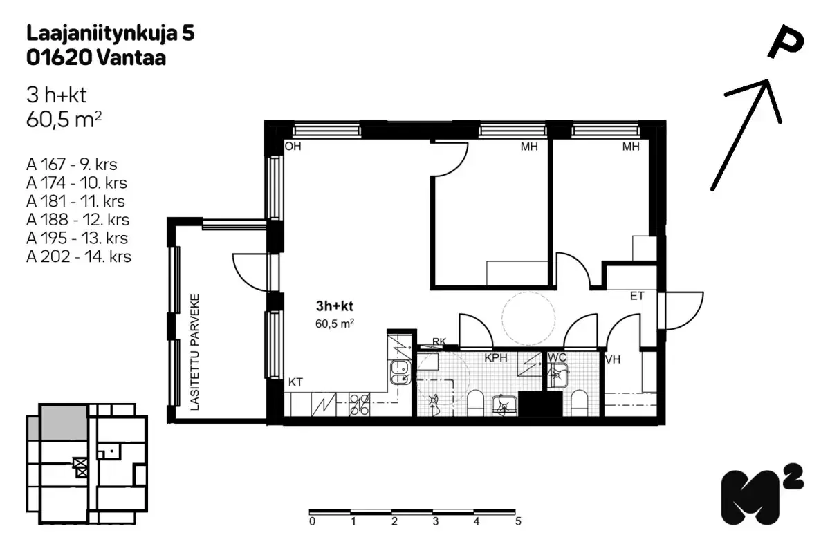 3h+kt 60,5 m², laajaniitynkuja 5 vantaa