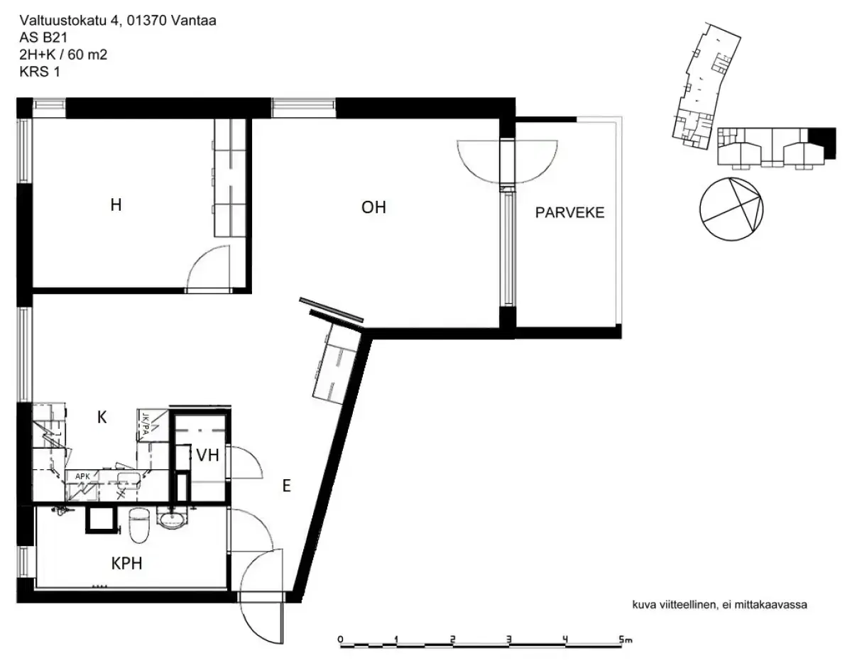 2h+k 60,0 m², valtuustokatu 4 vantaa