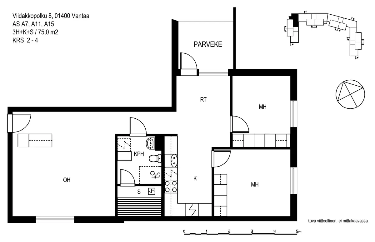 3h+k+s 75,0 m², viidakkopolku 8 vantaa