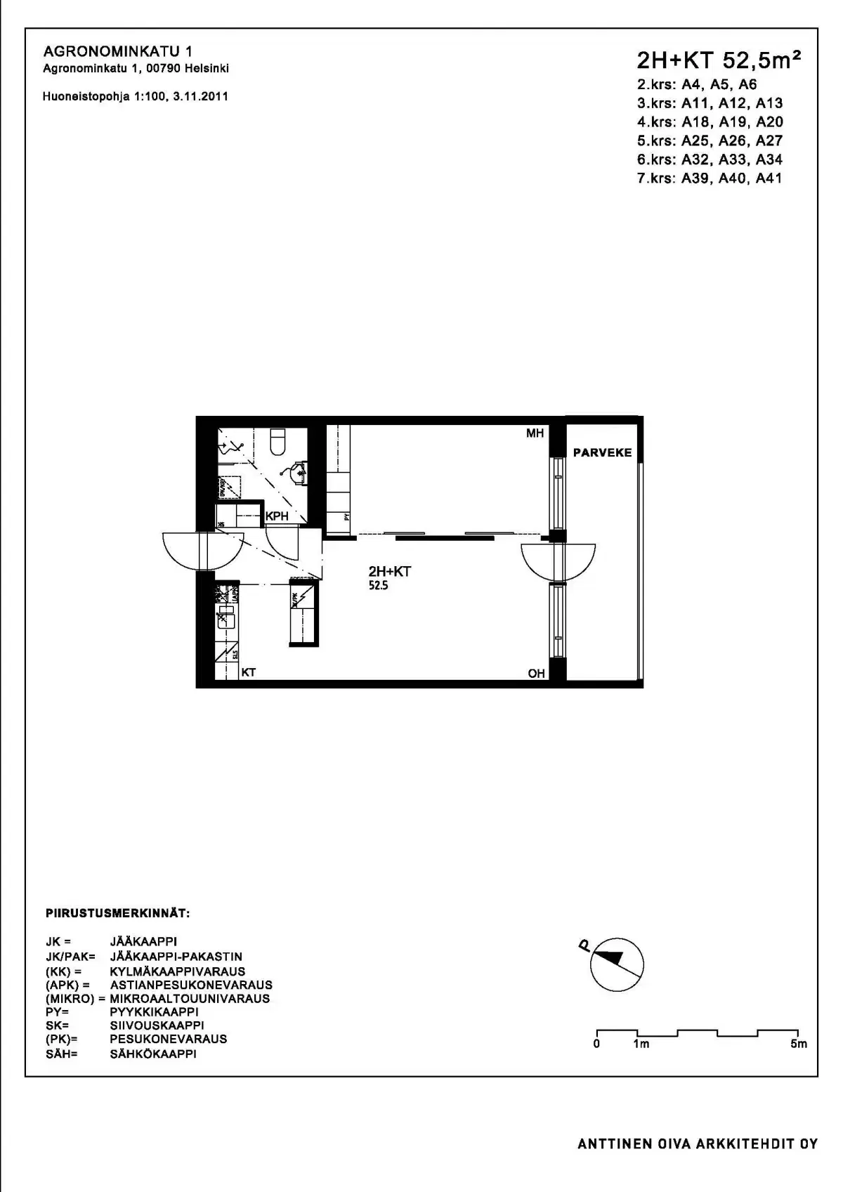 2h+kt 52,5 m², agronominkatu 1 helsinki 1