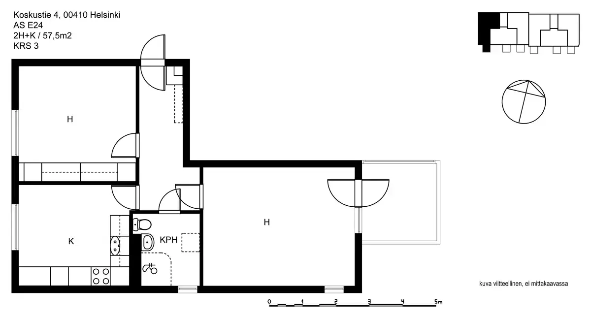 2h+k 57,5 m², koskustie 4 helsinki