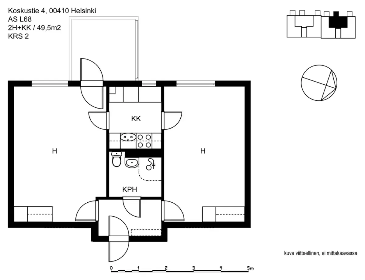2h+kk 49,5 m², koskustie 4 helsinki
