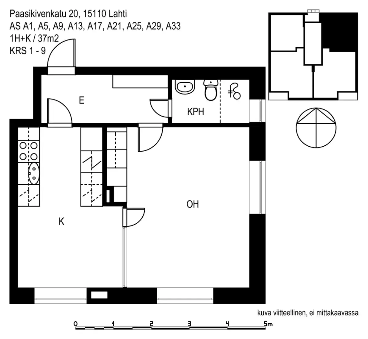 1h+k 37,0 m², paasikivenkatu 6, 8, 10, 12, 14, 16, 20 lahti
