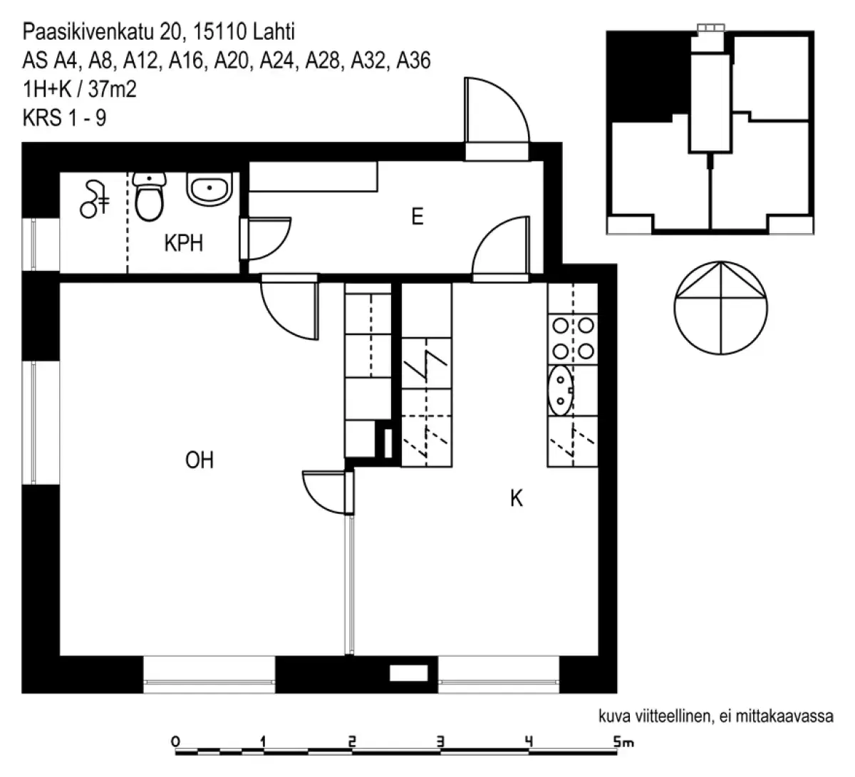 1h+k 37,0 m², paasikivenkatu 6, 8, 10, 12, 14, 16, 20 lahti