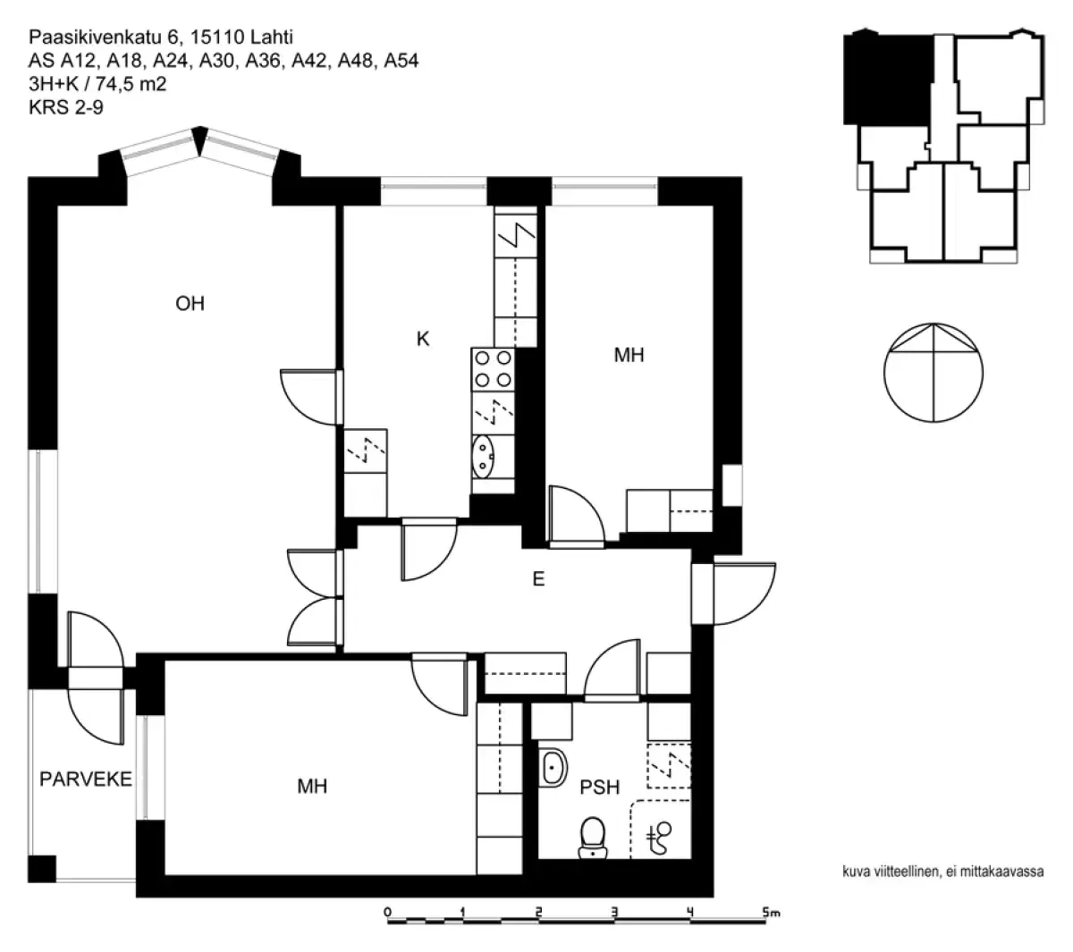 3h+k 74,5 m², paasikivenkatu 6, 8, 10, 12, 14, 16, 20 lahti 1