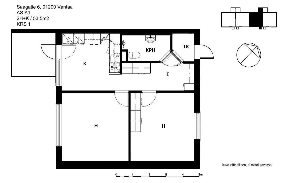 2h+k 53,5 m², saagatie 6 vantaa